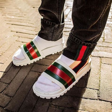 men wearing gucci flip flops|discount gucci slides for men.